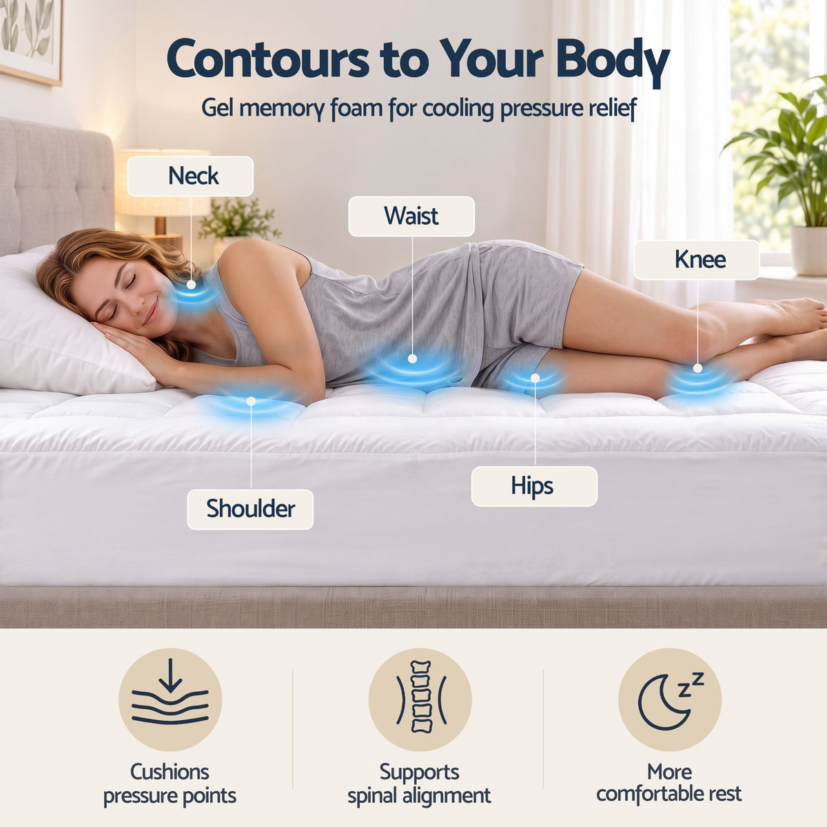 Giselle 5cm Single Memory Foam Mattress Topper Pillow Top with Gel Foam – supplier product image 5 of 8