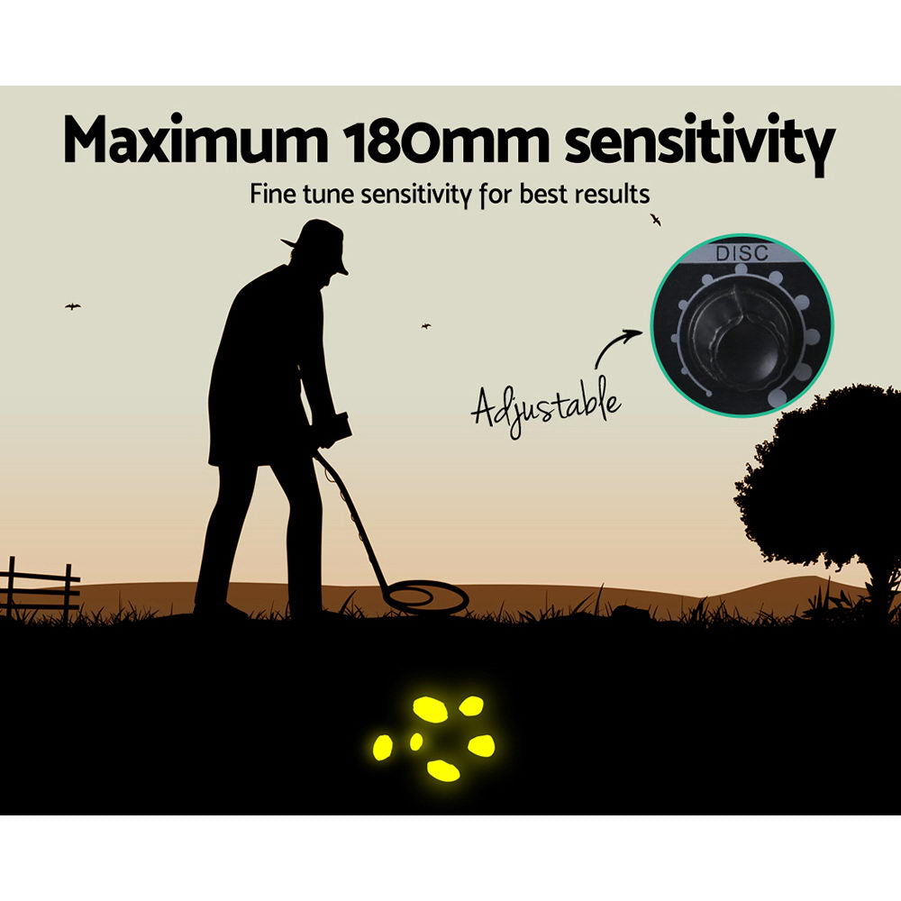 Metal Detector 180MM Deep Sensitive Water Resistant Treasure Hunter Gold Digger Black