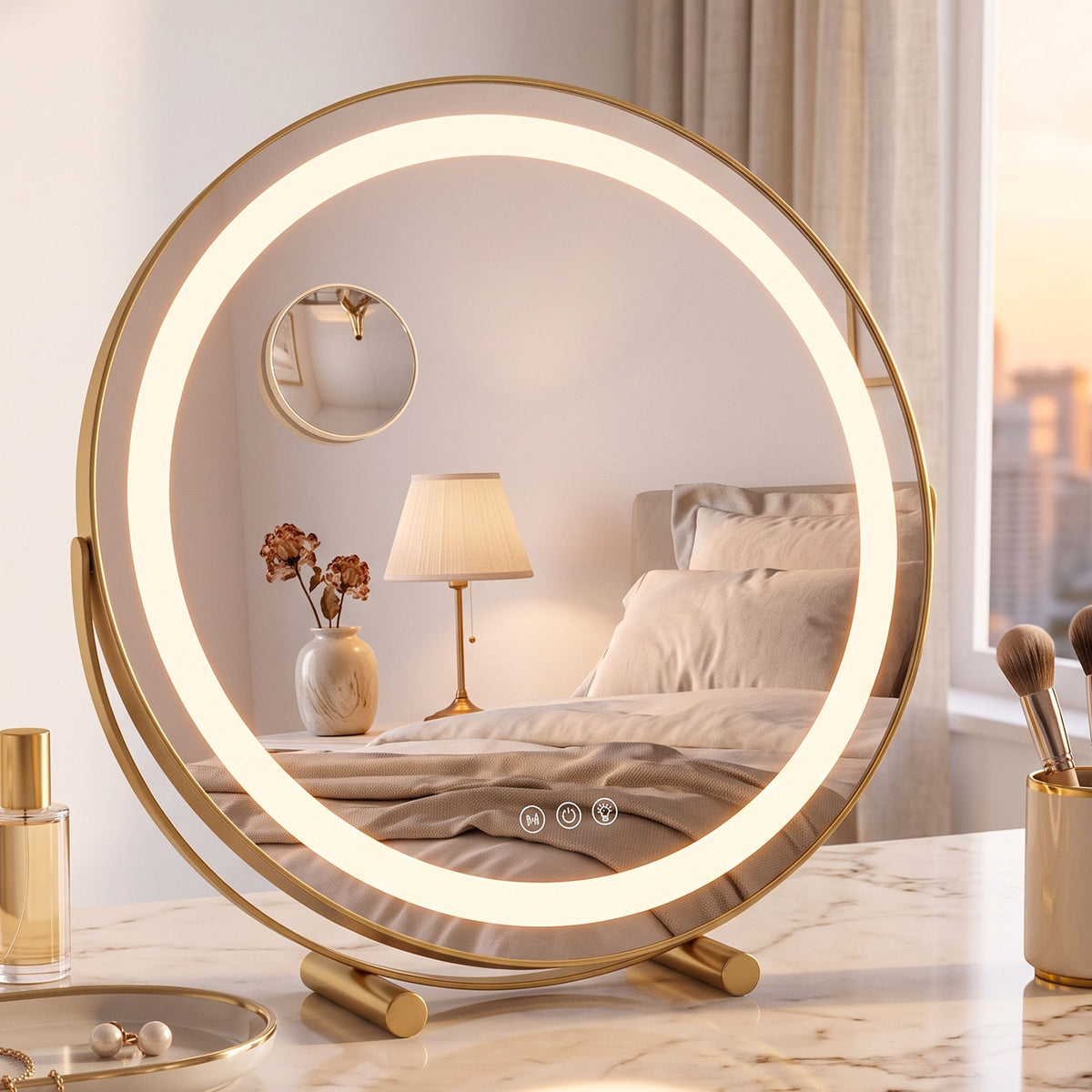 Embellir 50cm Hollywood Makeup Mirror with Lights and 10X Magnifier Round Gold — product photo 1 of 10