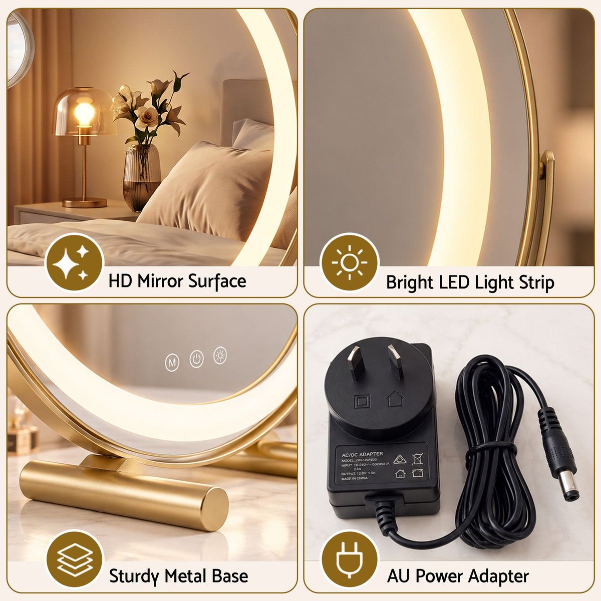 Embellir 50cm Hollywood Makeup Mirror with Lights and 10X Magnifier Round Gold — product photo 8 of 10