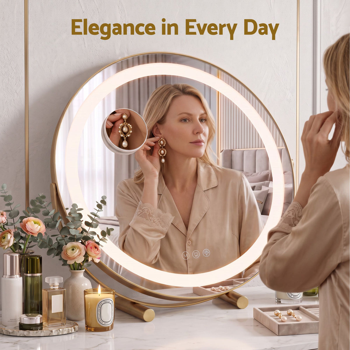 Embellir 50cm Hollywood Makeup Mirror with Lights and 10X Magnifier Round Gold — product photo 10 of 10