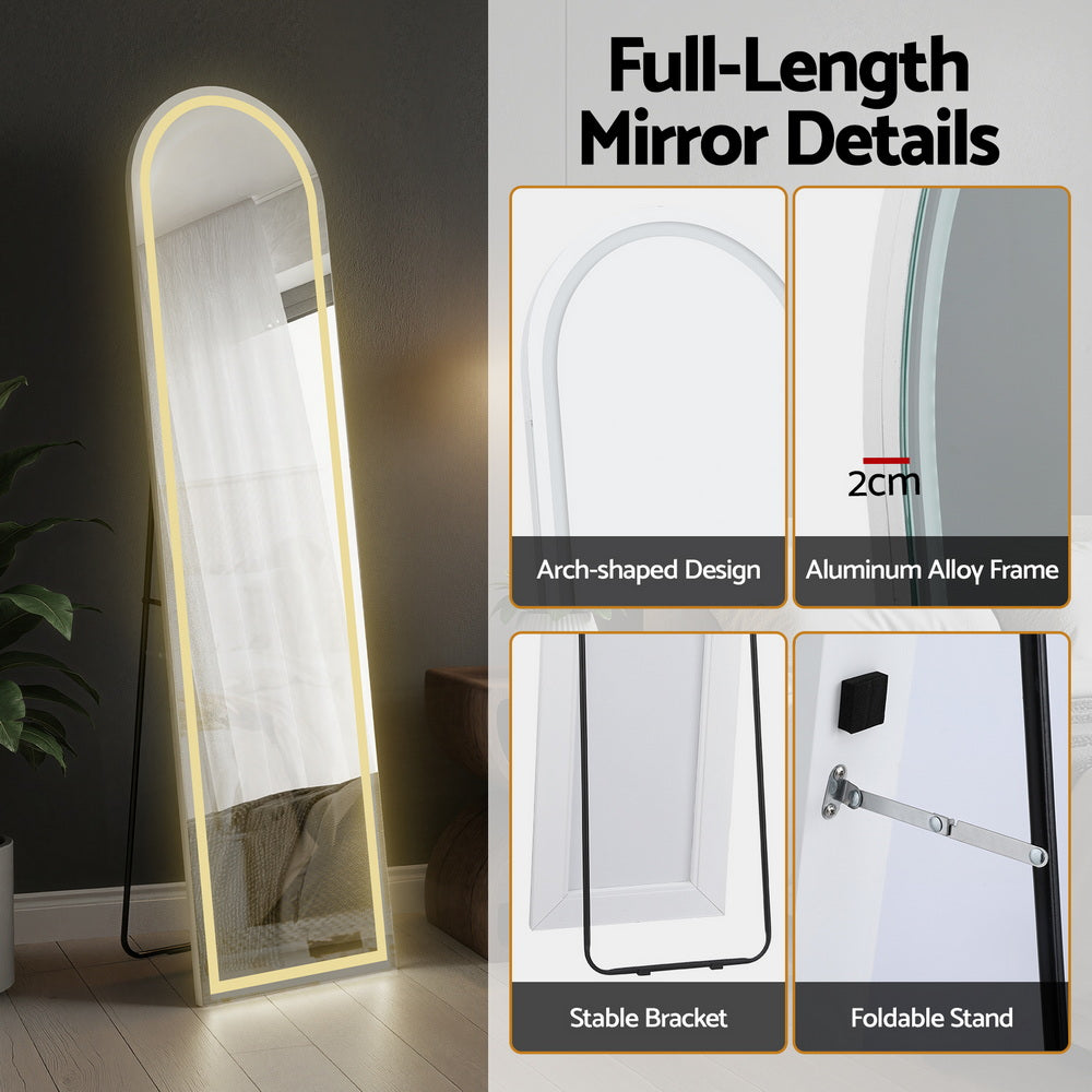 Embellir Arched Full-Length LED Floor or Wall Mirror – 160 × 40 cm — product image 6 of 7