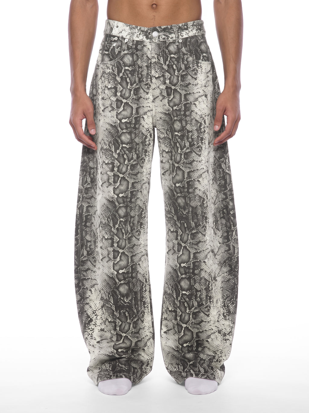 Men's Snake Print Barrel Leg Pants 3