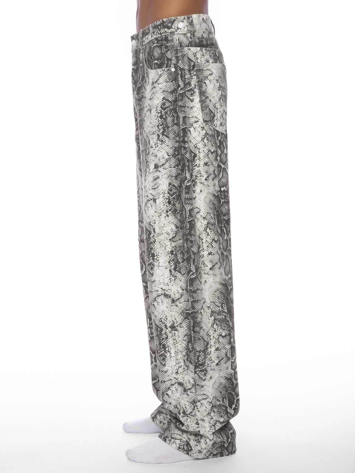 Men's Snake Print Barrel Leg Pants 4