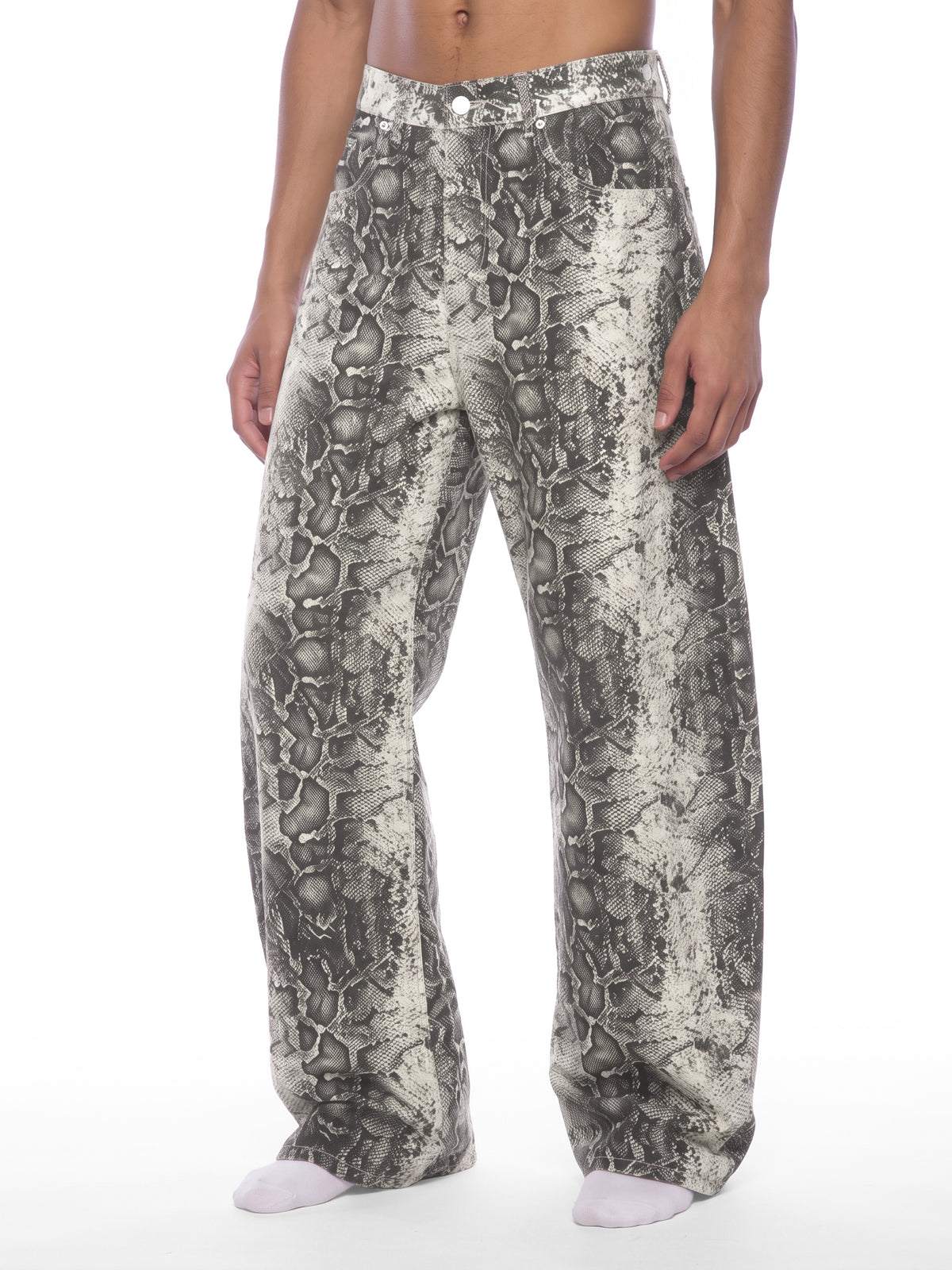 Men's Snake Print Barrel Leg Pants 7