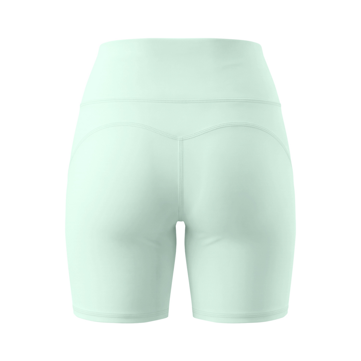 Off Script Women’s High Waisted Yoga Biker Shorts - Mint Green back mockup