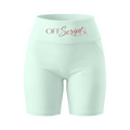 Off Script Women’s High Waisted Yoga Biker Shorts - Mint Green front mockup