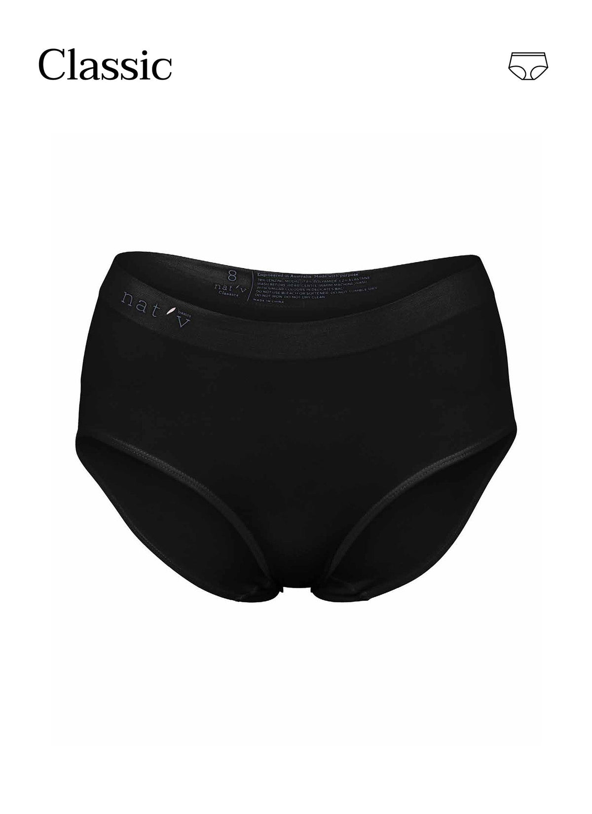Classic Modal Full Brief Underwear - Black