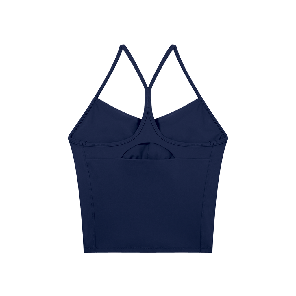 Off Script Women’s Solid Color Yoga Sports Bra - Navy Blue - back