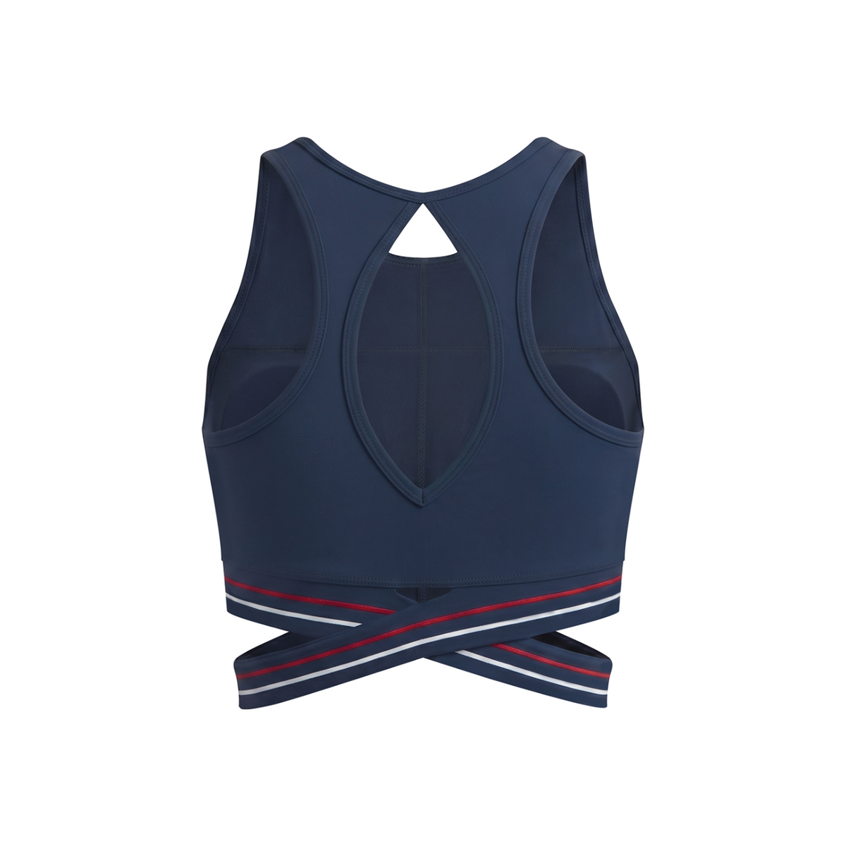 Off Script Women’s Criss-Cross Band Sports Bra - Navy Blue - back mockup