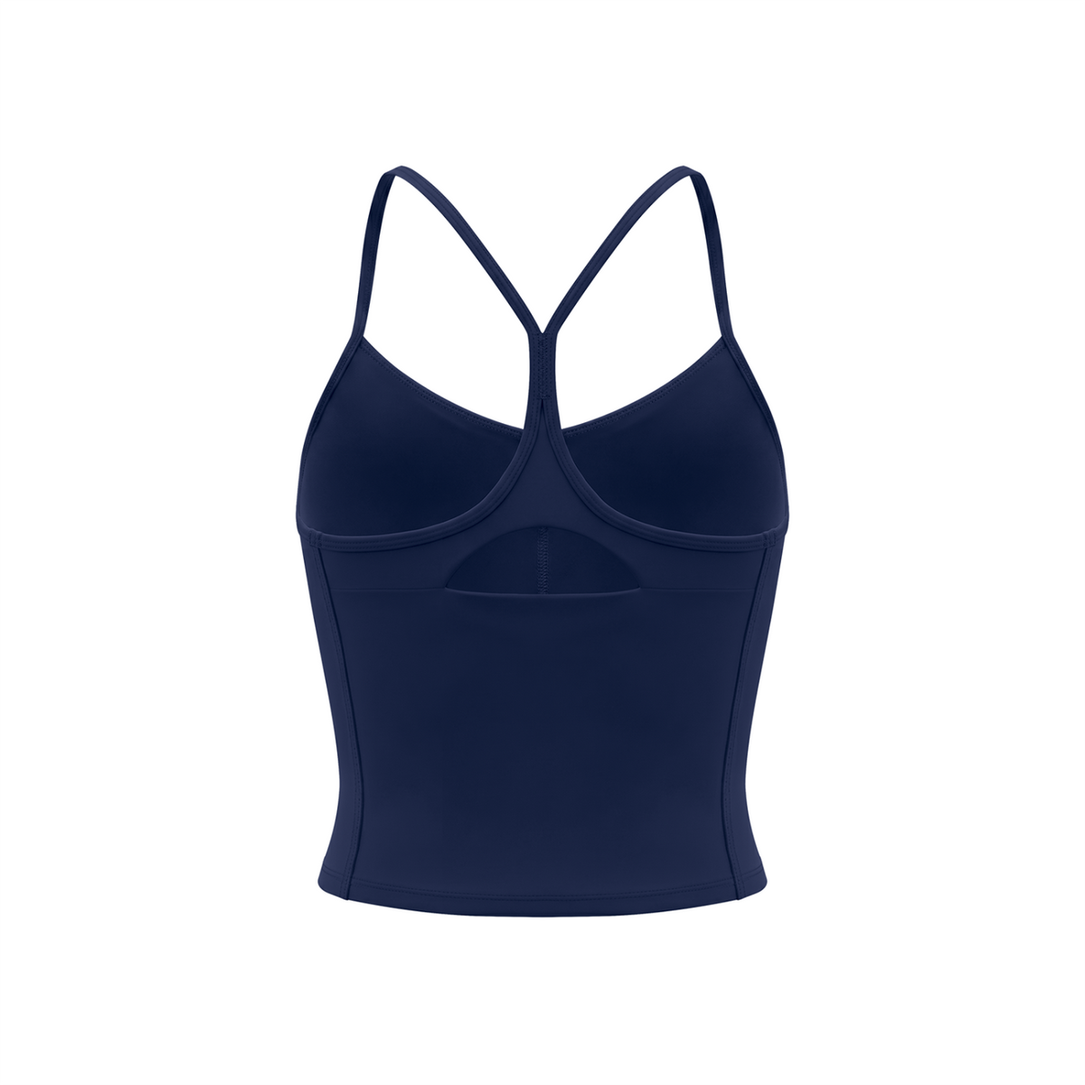 Off Script Women’s Solid Color Yoga Sports Bra - Navy Blue - back mockup