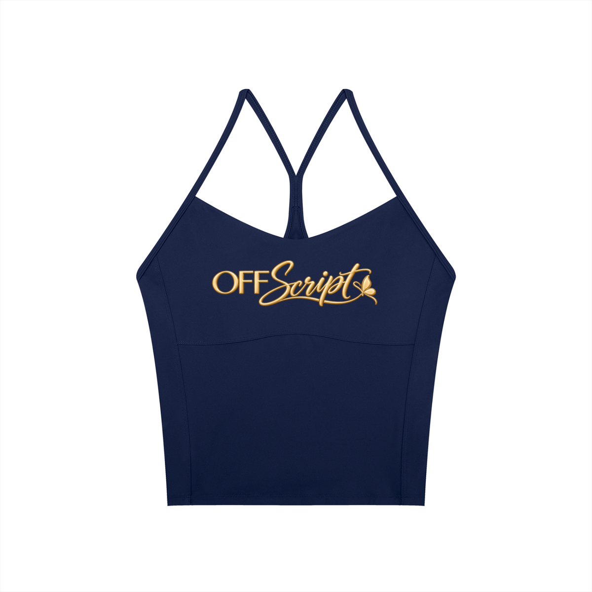 Off Script Women’s Solid Color Yoga Sports Bra - Navy Blue - front
