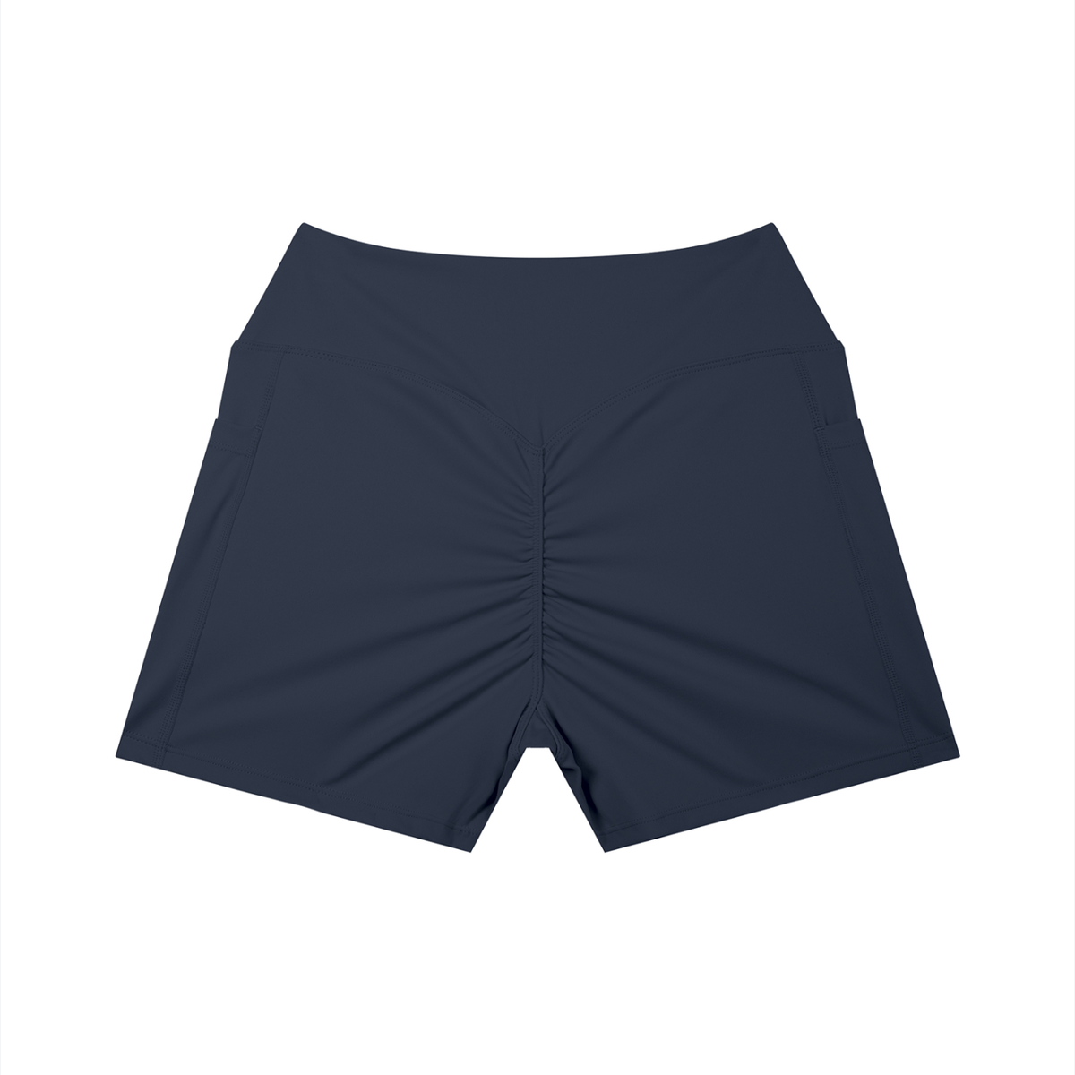 Women’s High Rise Pocket Yoga Shorts - Navy Blue - back