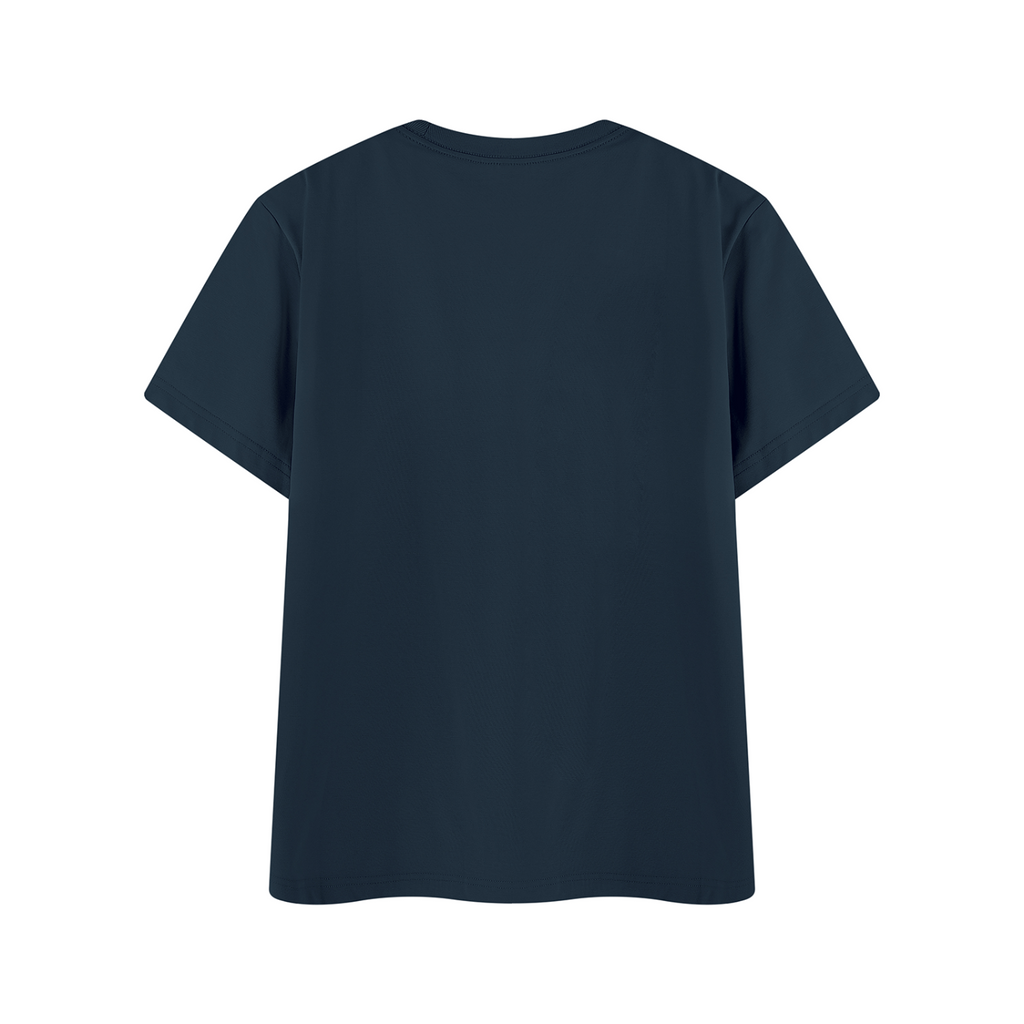 Unisex Regular Fit Crewneck T-Shirt – Navy Blue back 3D mockup