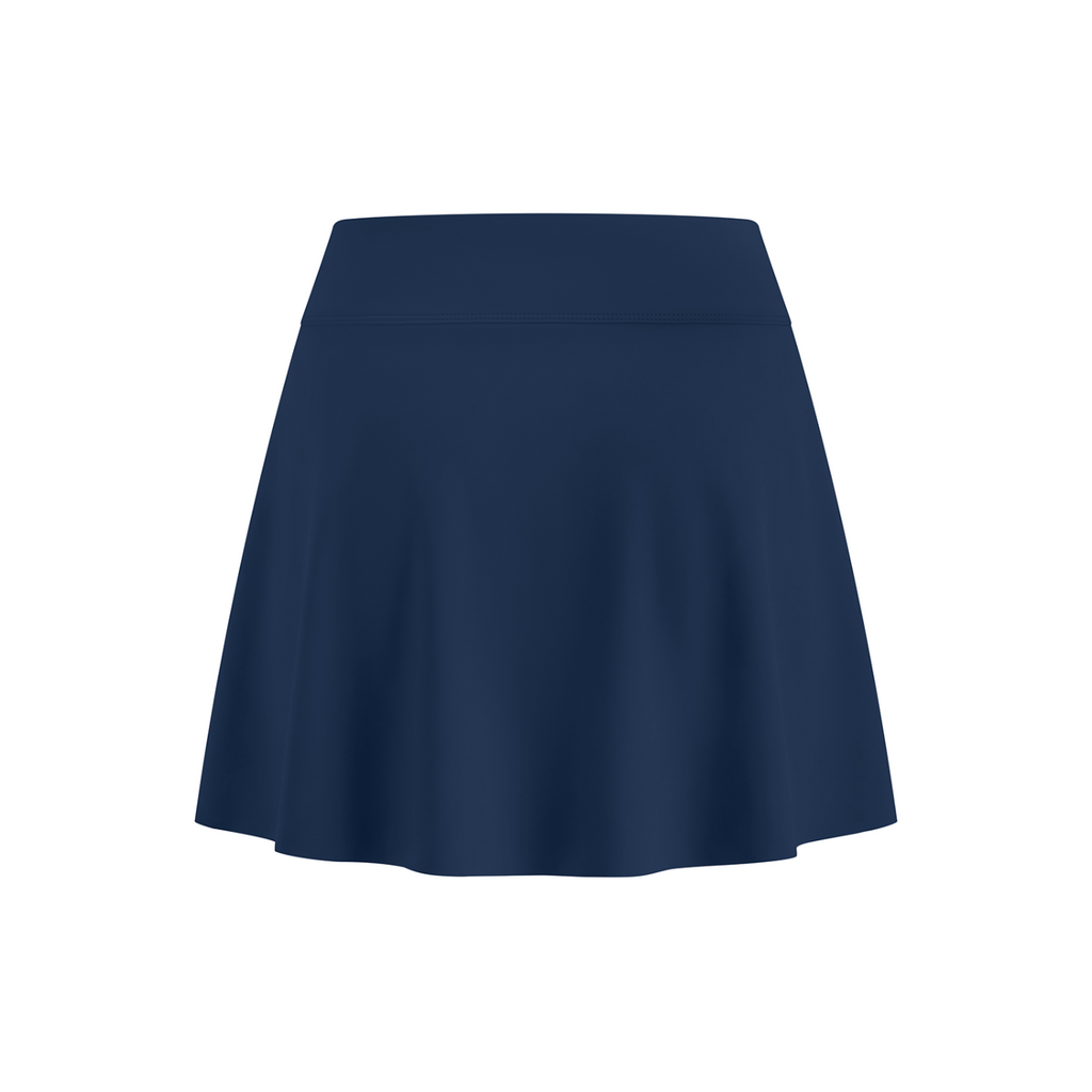 Off Script Women’s A-Line Contrast Panel Slit Skirt - Navy Blue back 3D mockup