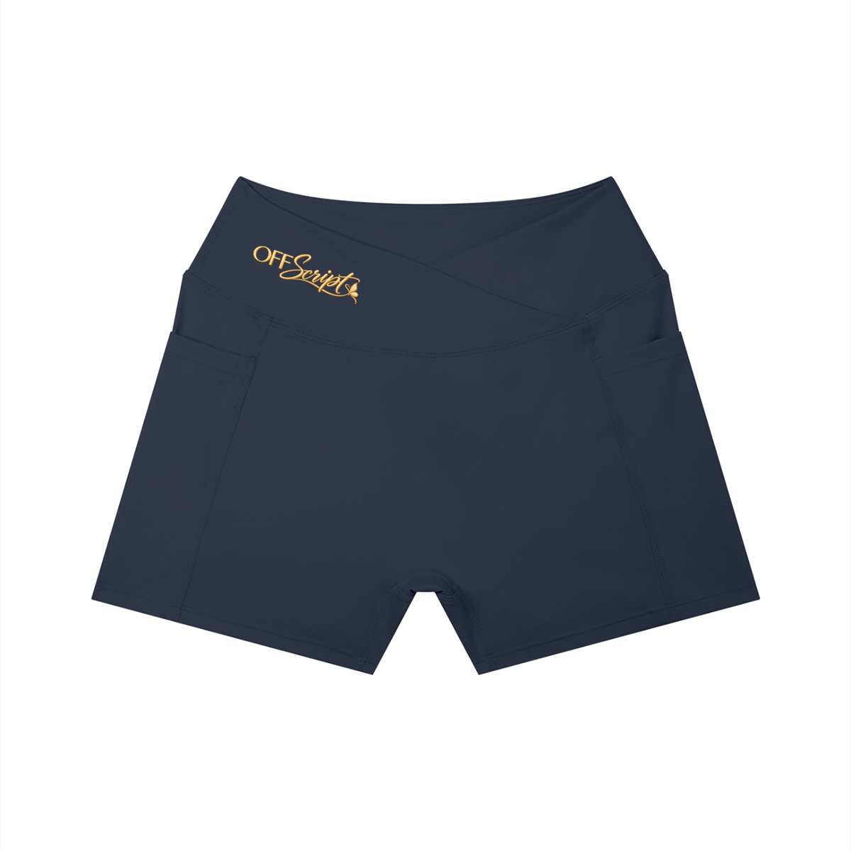 Women’s High Rise Pocket Yoga Shorts - Navy Blue - front
