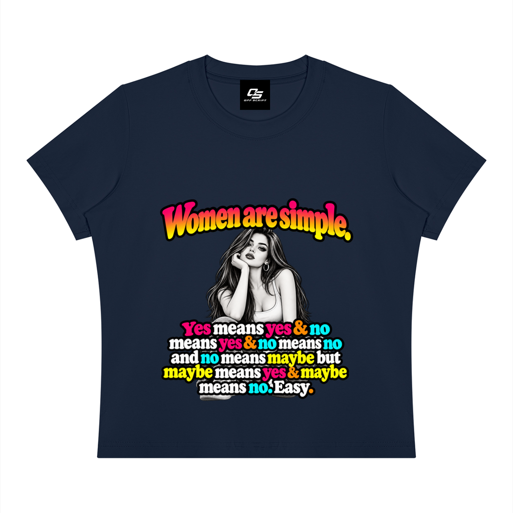 Women are Simple Women's Sorona Crewneck T-Shirt - Navy Blue front