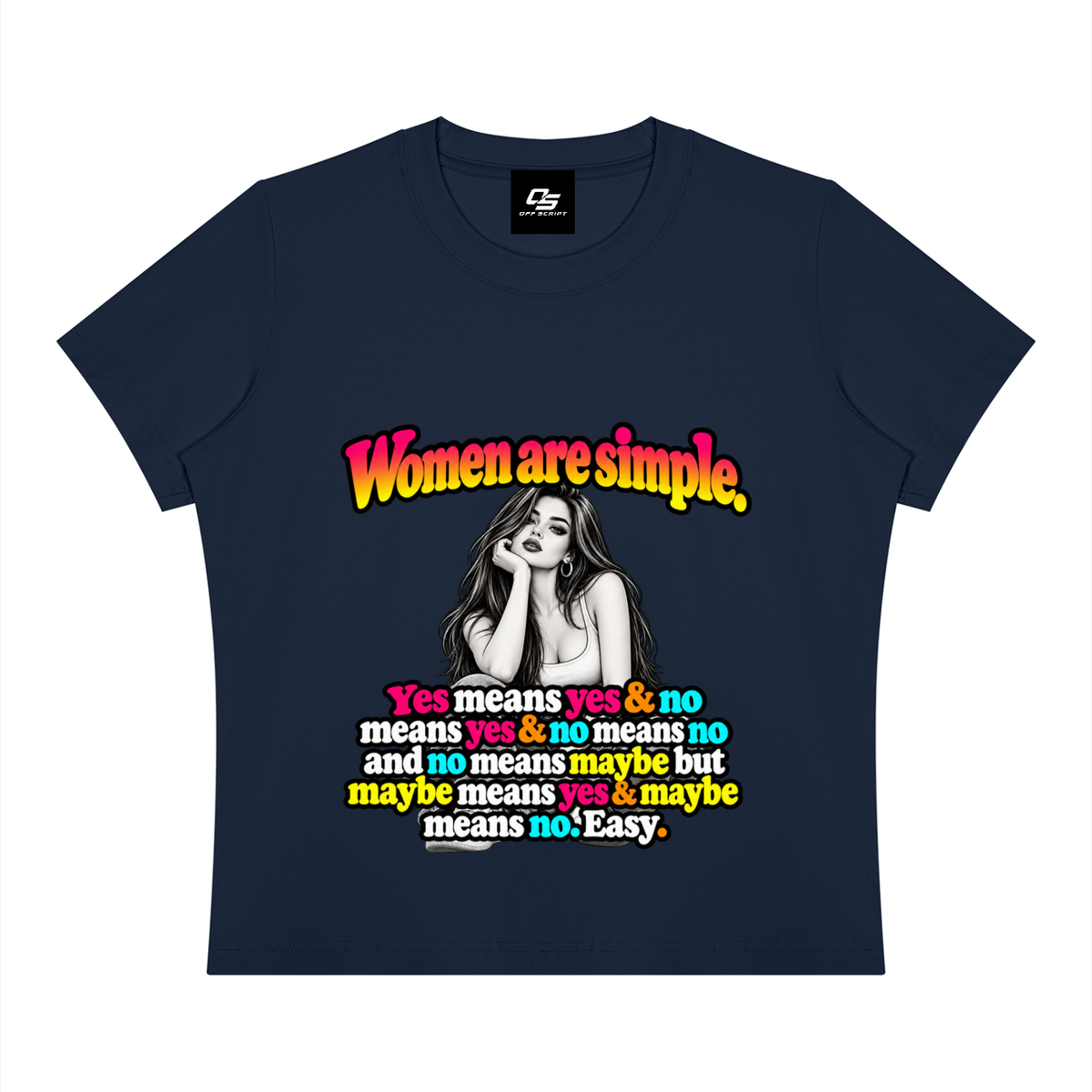 Women are Simple Women's Sorona Crewneck T-Shirt - Navy Blue front