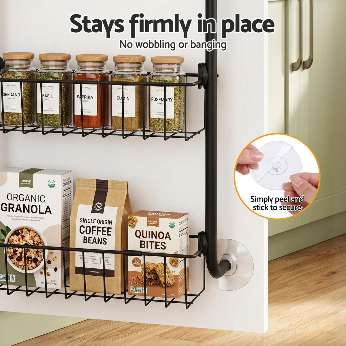 Artiss Over-Door Six-Tier Pantry Organisers, Set of 2 – Black