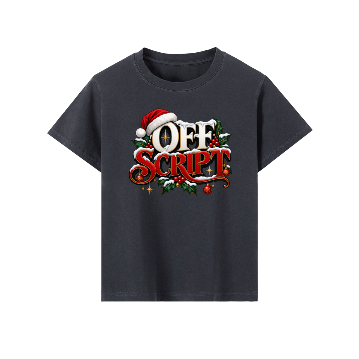 Off Script Christmas Women's Graphic T-Shirt – Black front mockup
