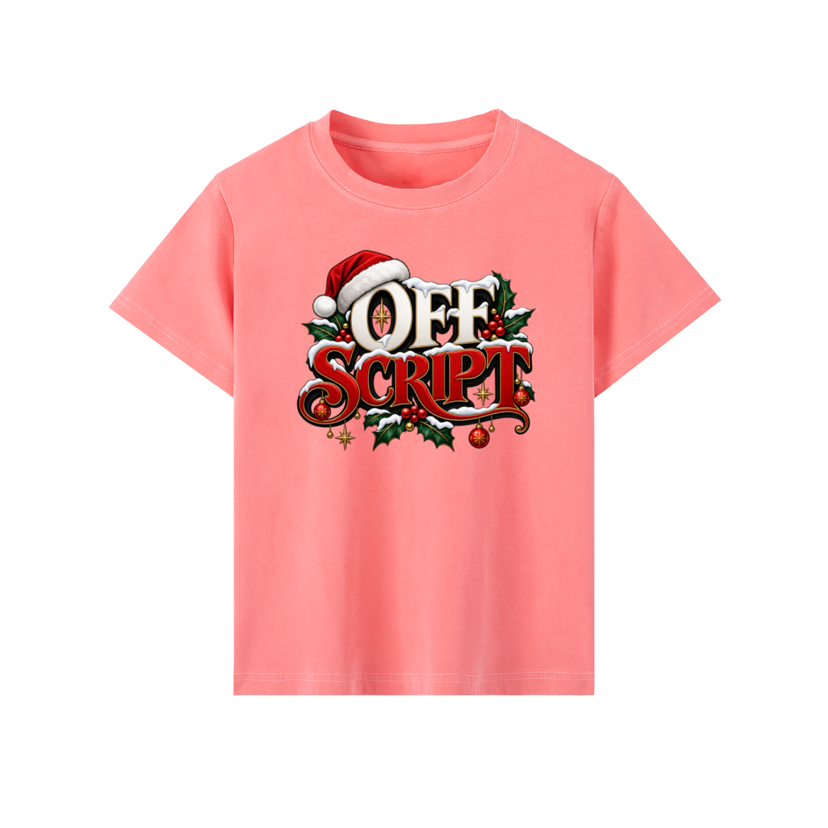 Off Script Christmas Women's Graphic T-Shirt – Watermelon Red front mockup