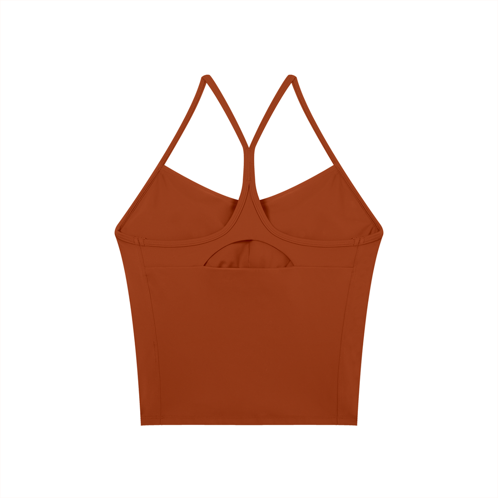 Off Script Women’s Solid Color Yoga Sports Bra - Orange - back