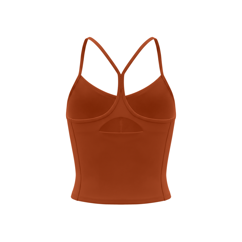 Off Script Women’s Solid Color Yoga Sports Bra - Orange - back mockup