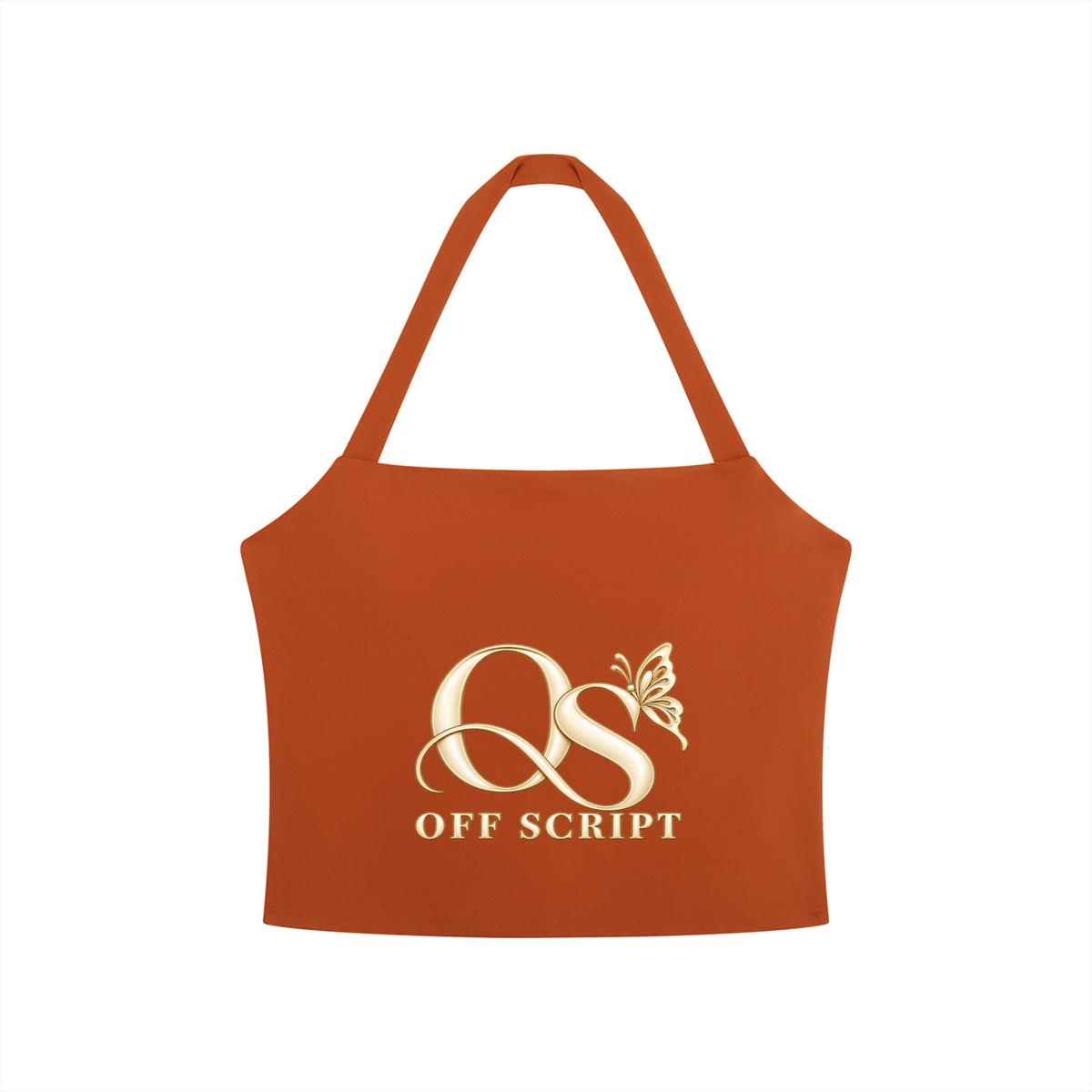 Off Script Women’s Halter Crop Sports Bra - Orange front