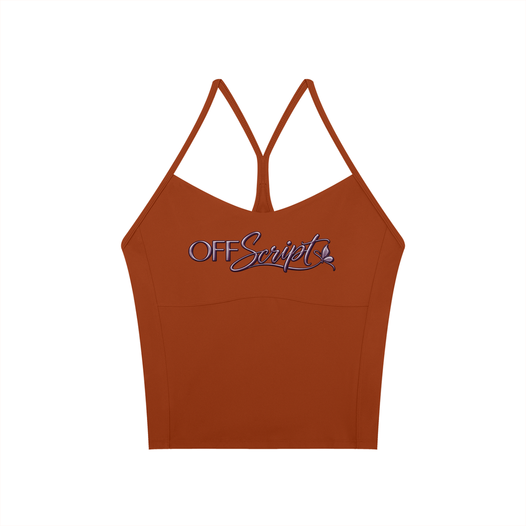 Off Script Women’s Solid Color Yoga Sports Bra - Orange - front