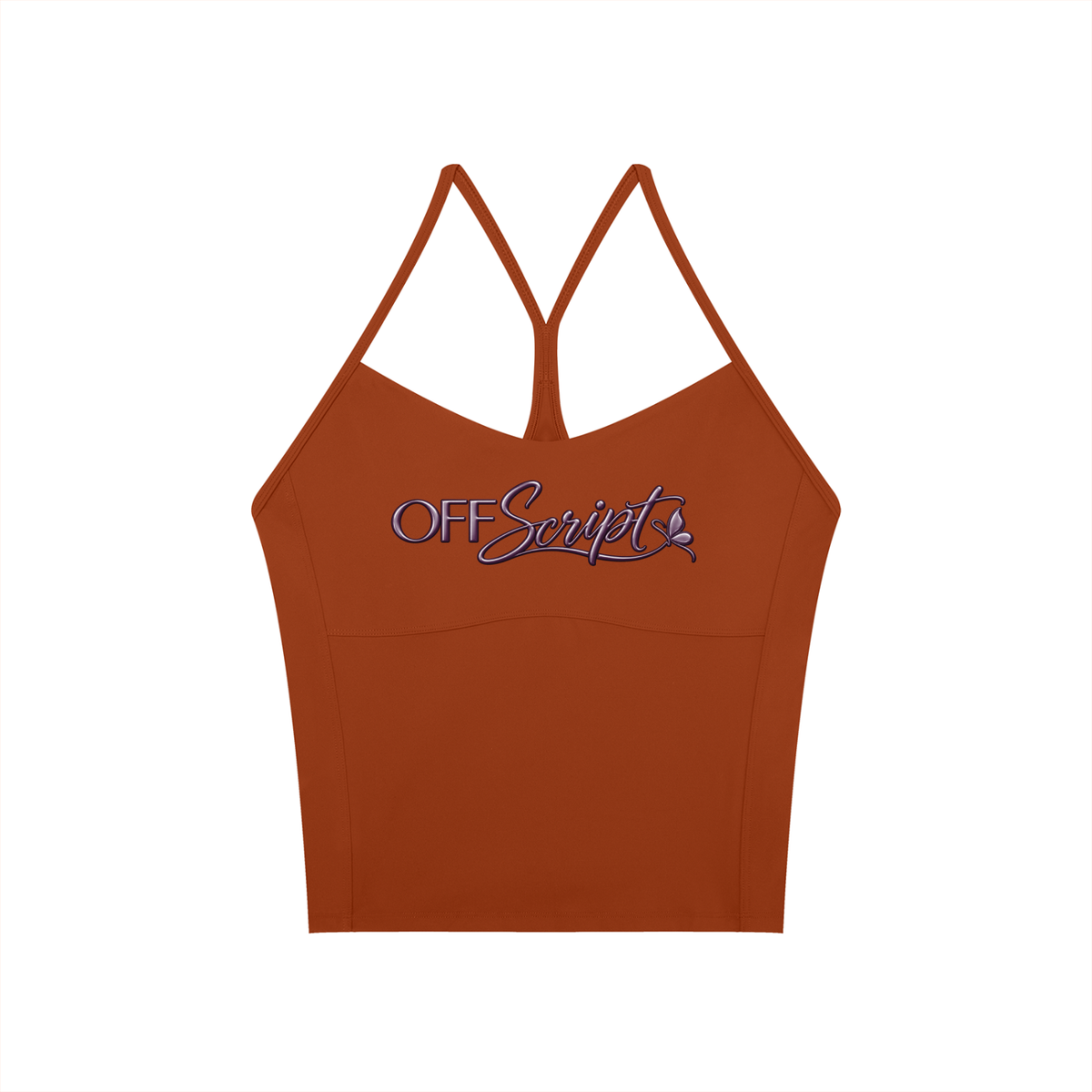 Off Script Women’s Solid Color Yoga Sports Bra - Orange - front