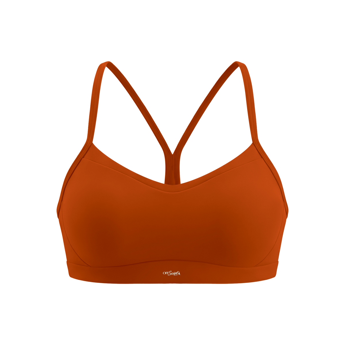 Off Script Women's Tight Cropped Sports Bra - Orange - front mockup