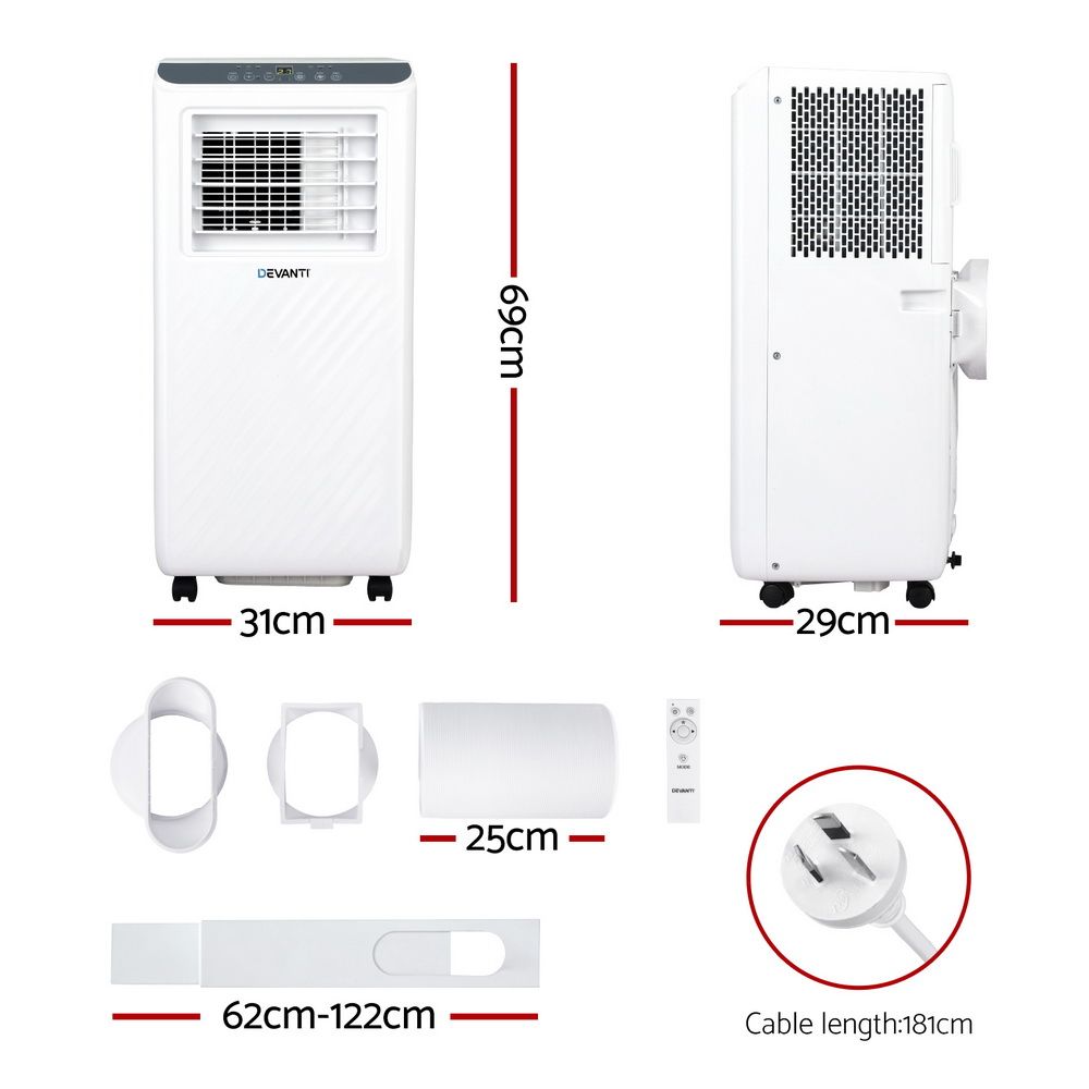 3-in-1 Devanti Portable Air Conditioner Dehumidifier Fan 7000BTU