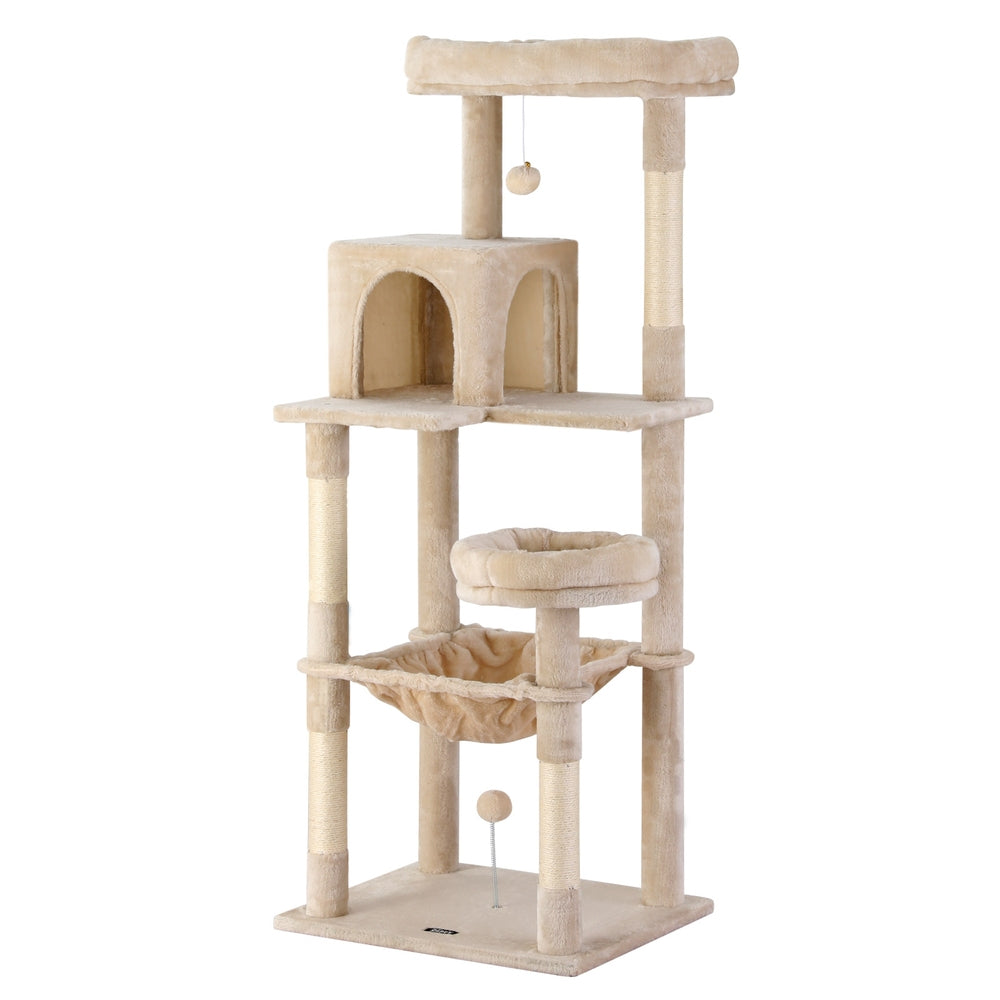 i.Pet Cat Tree, Scratching Tower & Condo - 143 cm, Beige