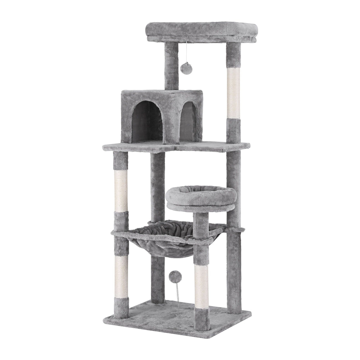 i.Pet Cat Tree 143cm Tower Scratching Post Trees Scratcher Condo House Grey — product image 1 of 8