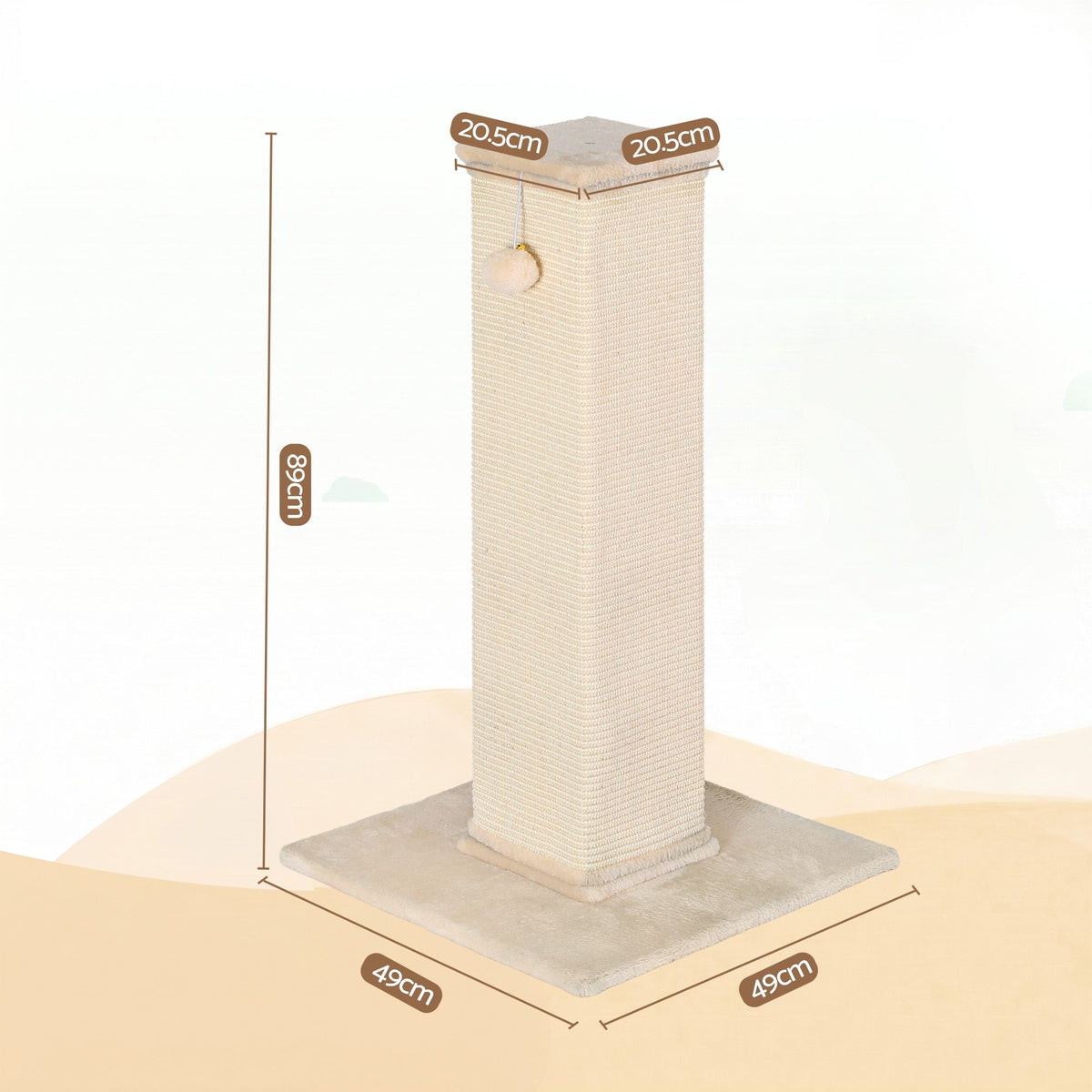 i.Pet Cat Scratching Tree & Condo - Beige, 89 cm