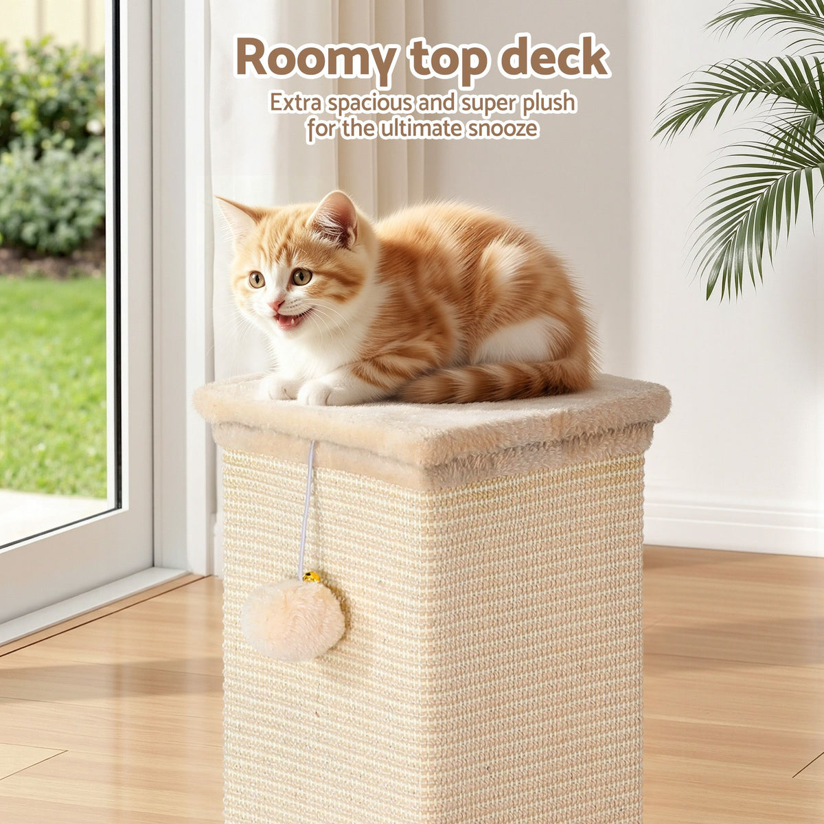 i.Pet Cat Scratching Tree & Condo - Beige, 89 cm