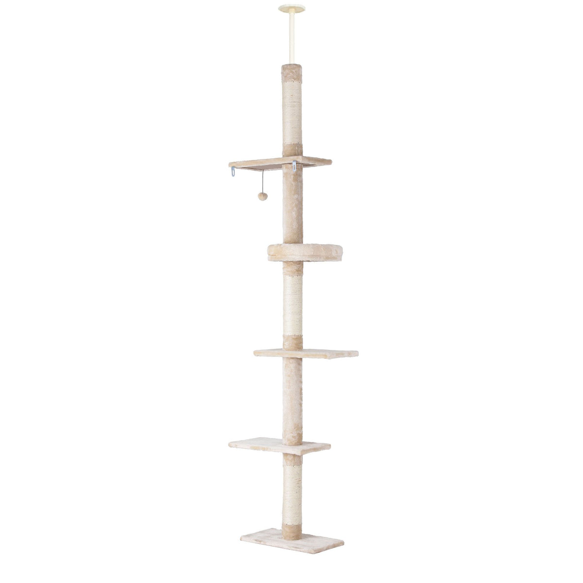 i.Pet Adjustable Floor-to-Ceiling Cat Tree, Beige/White, 230–290 cm