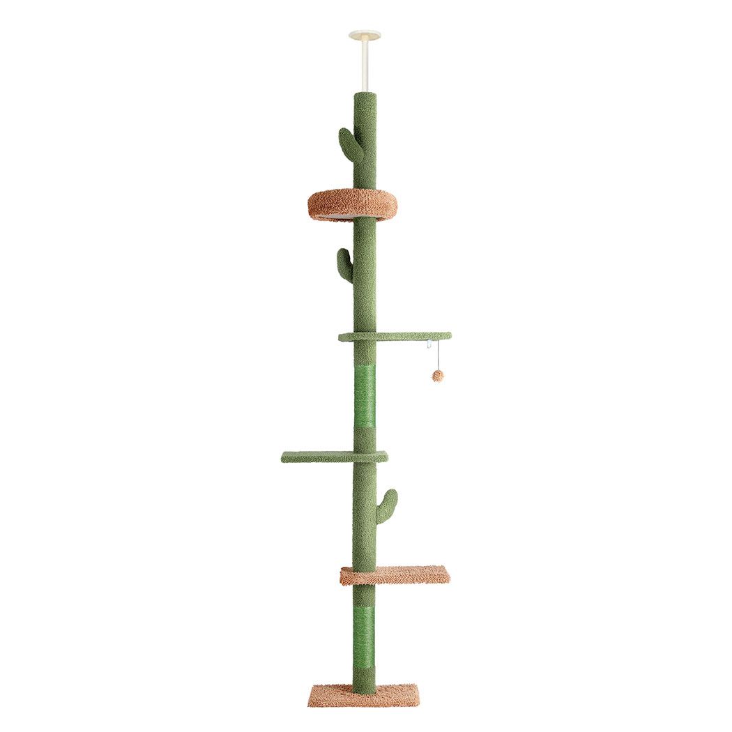 i.Pet Adjustable Floor-to-Ceiling Cat Tree, Green, 230–290 cm