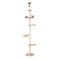 i.Pet Floor-to-Ceiling Sisal Cat Scratching Tree - Beige, Adjustable 249–274 cm
