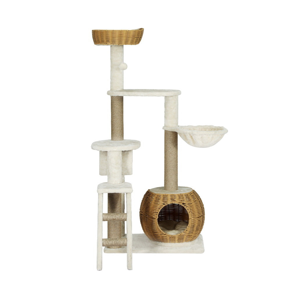 i.Pet Cat Tree 138cm Tower Scratching Post Scratcher Wood Bed Condo House Rattan Ladder — product image 3 of 7