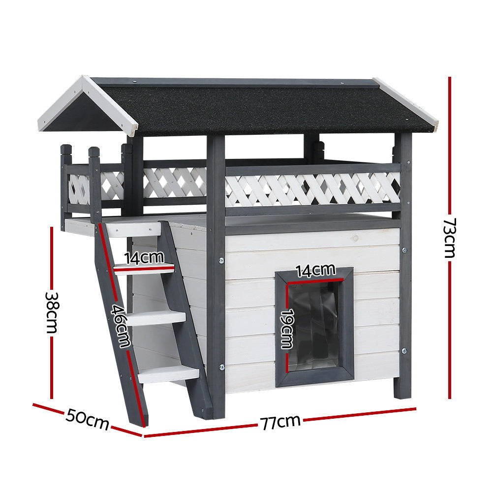 i.Pet Outdoor Cat House Shelter 77cm x 50cm x 73cm Rabbit Hutch Wooden Condo Small Outdoor Cat House — product image 2 of 7