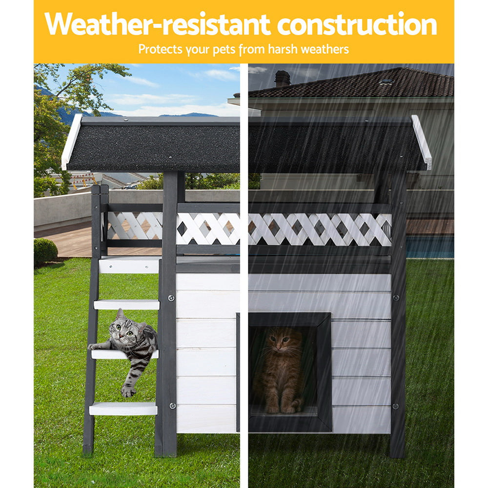 i.Pet Outdoor Cat House Shelter 77cm x 50cm x 73cm Rabbit Hutch Wooden Condo Small Outdoor Cat House — product image 5 of 7