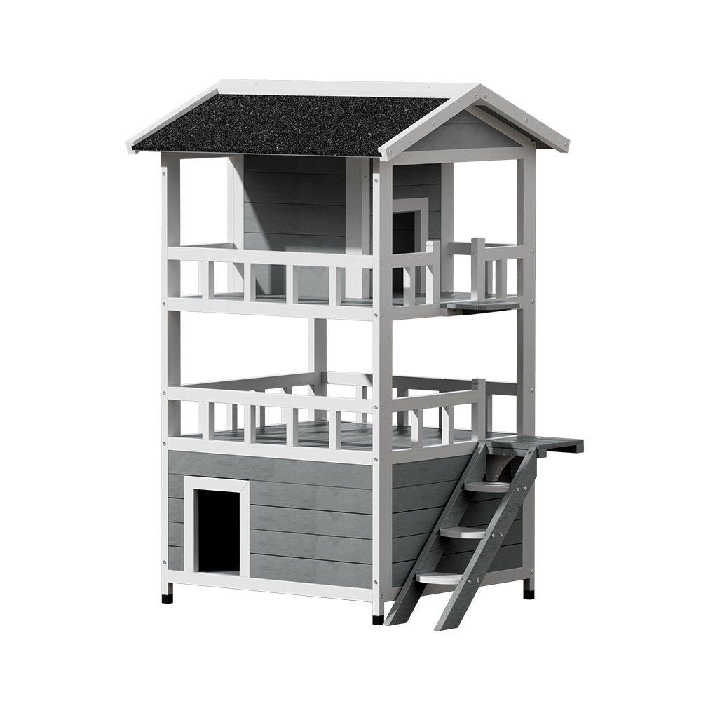 i.Pet Outdoor Cat House Shelter 72cm x 72cm x 127cm Rabbit Hutch Wooden Condo Small Outdoor Cat House — product image 1 of 7