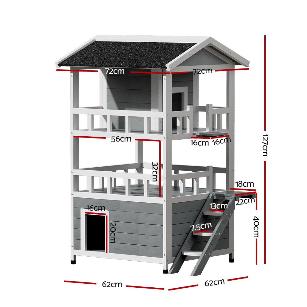 i.Pet Outdoor Cat House Shelter 72cm x 72cm x 127cm Rabbit Hutch Wooden Condo Small Outdoor Cat House — product image 2 of 7