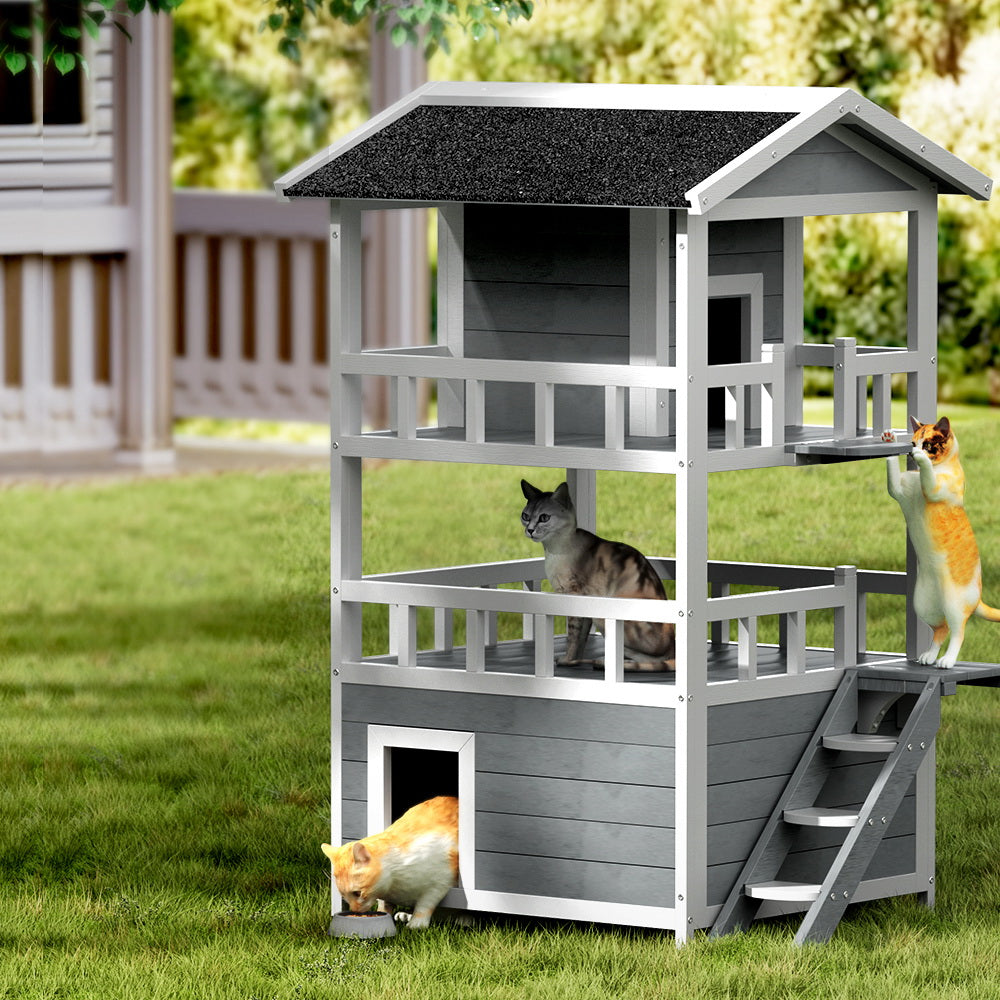 i.Pet Outdoor Cat House Shelter 72cm x 72cm x 127cm Rabbit Hutch Wooden Condo Small Outdoor Cat House — product image 7 of 7