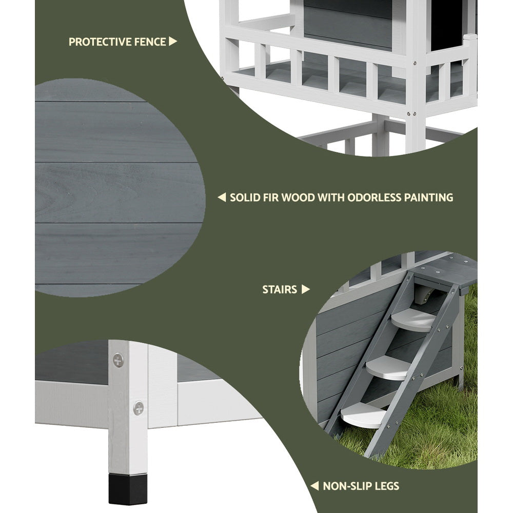 i.Pet Outdoor Cat House Shelter 72cm x 72cm x 127cm Rabbit Hutch Wooden Condo Small Outdoor Cat House — product image 6 of 7
