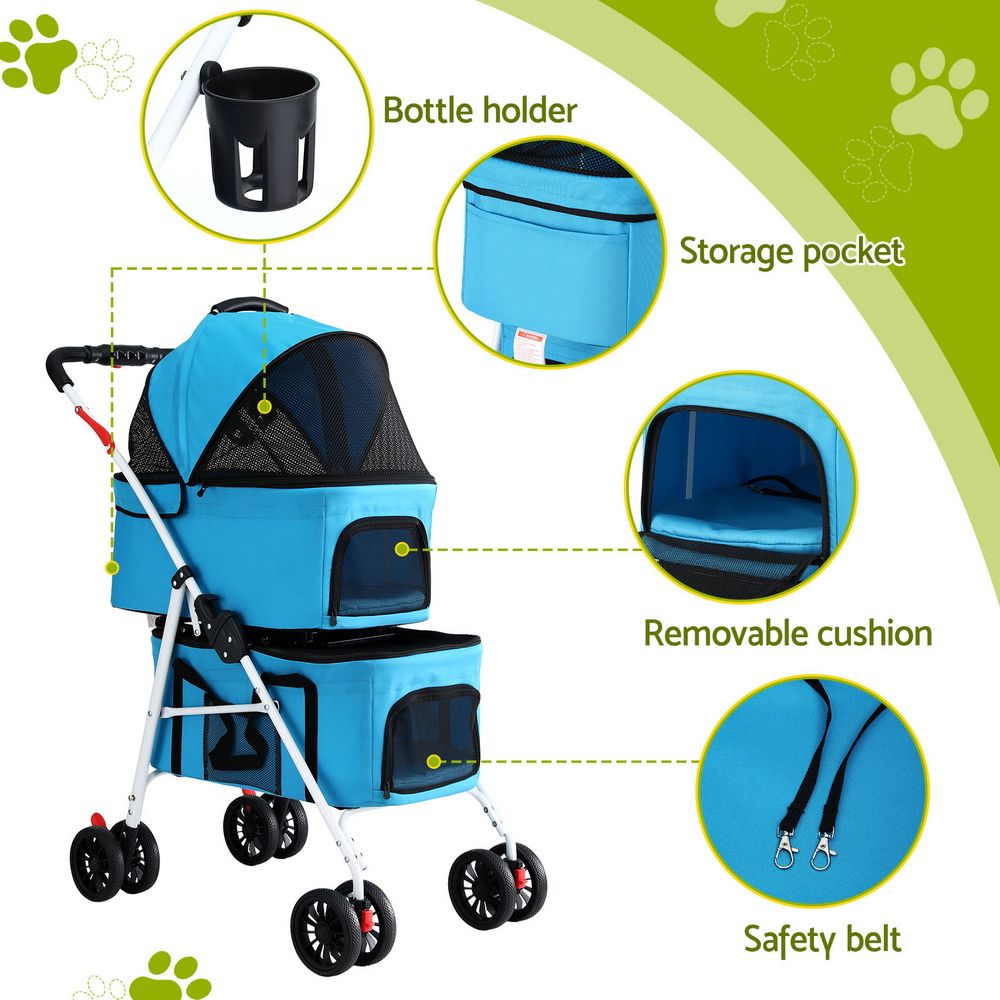 i.Pet 2-Tier Pet Stroller 25kg Capacity & 400pcs Training Pads Combo — product image 5 of 12