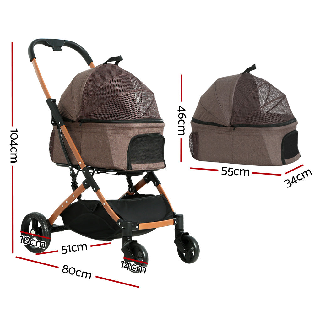 i.Pet Pet Stroller Dog Pram Large Cat Carrier Travel Foldable 4 Wheels Pushchair Double — product image 2 of 8