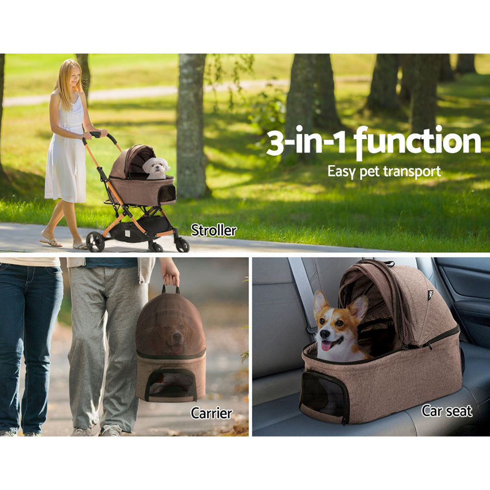i.Pet Pet Stroller Dog Pram Large Cat Carrier Travel Foldable 4 Wheels Pushchair Double — product image 5 of 8
