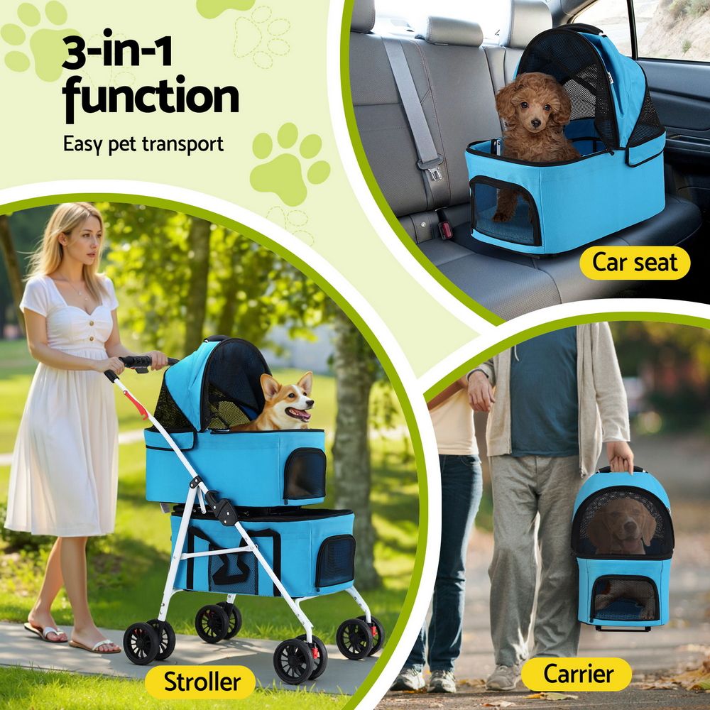 i.Pet Pet Stroller Dog Pram Large Cat Carrier Travel Pushchair Foldable 4 Wheels — product image 4 of 9